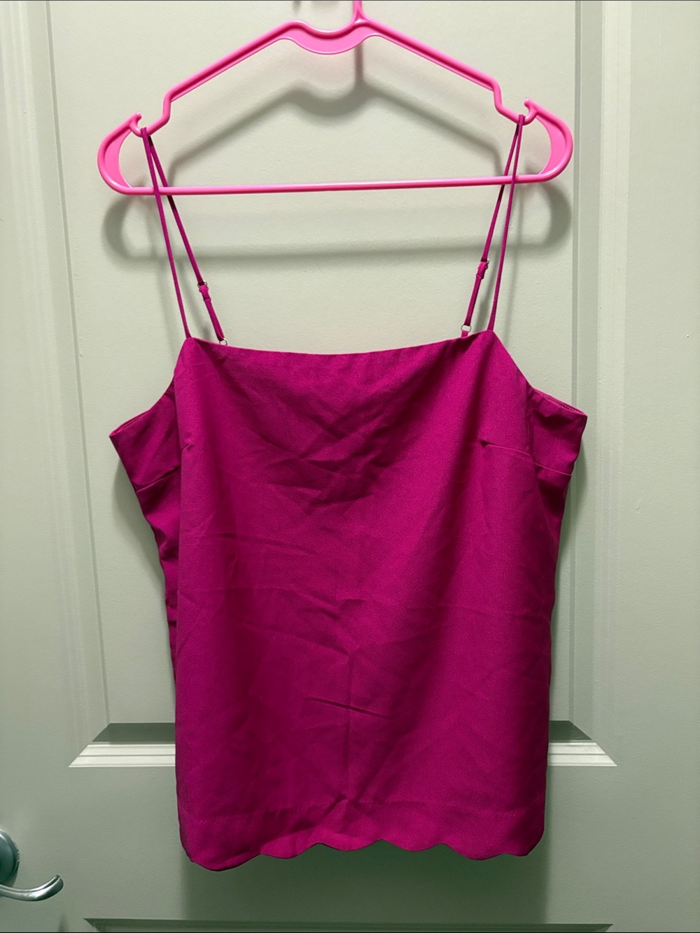J. Crew Fuchsia Scalloped-Edge Camisole